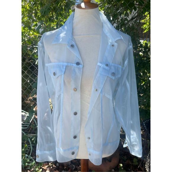 Forever 21 Sheer “Levi” Jacket Style Lightweight Light Blue Shacket Size Small - Picture 3 of 10